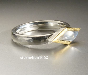 Preview: Einzelstück * Ring * 925 Silber * 24 ct Gold * Mondstein