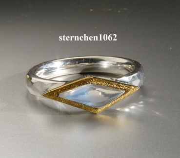Ring * 925 Silver * 24 ct Gold * Moonstone