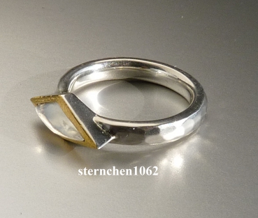 Preview: Einzelstück * Ring * 925 Silber * 24 ct Gold * Mondstein