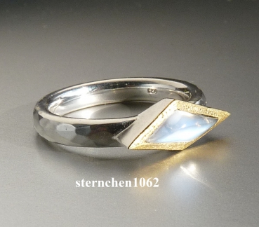 Preview: Einzelstück * Ring * 925 Silber * 24 ct Gold * Mondstein