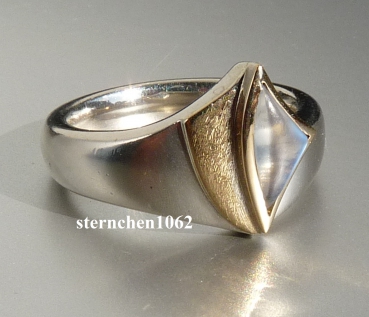 Einzelstück * Ring * 925 Silber * 750 Gold * Mondstein
