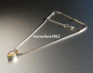 Preview: Einzelstück * Halskette mit Mondstein - Anhänger * 925 Silber * 24 ct Gold