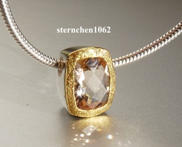 Necklace with Morganite  * 925 Silver * 24 ct gold
