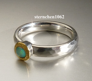 Single piece * Ring * 925 Silver * 24 ct Gold * Opal