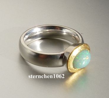 Einzelstück * Ring * 925 Silber * 24 ct Gold * Opal