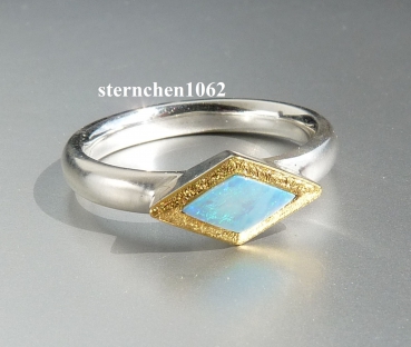 Ring * 925 Silver * 24 ct Gold * Opal
