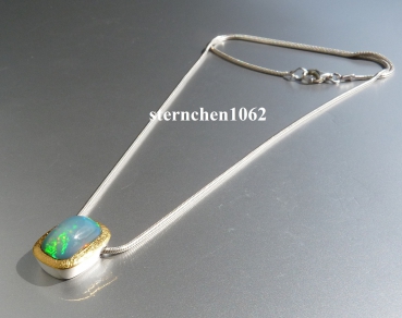Einzelstück * Halskette mit Opal-Anhänger * 925 Silber * 24 ct Gold