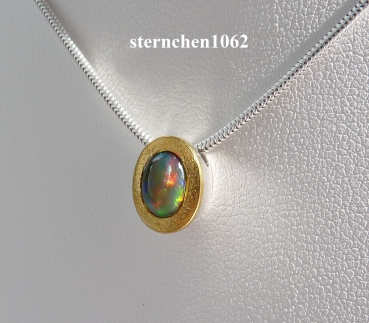 Einzelstück * Halskette mit Opal Anhänger * 925 Silber * 24 ct Gold