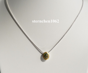 Necklace with opal pendant * 925 Silver * 24 ct gold *