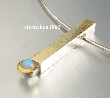 Necklace with Opal * 925 Silver * 750 Gold *