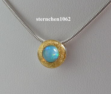 Einzelstück * Halskette mit Opal - Anhänger * 925 Silber * 24 ct Gold
