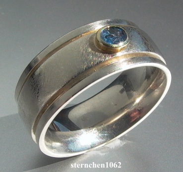 Unique * Ring * 925 Silver * 750 Gold * Sapphire