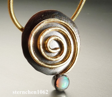 Preview: Einzelstück * Opal Anhänger * 925 Silber * 750 Gold * Handarbeit