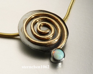 Preview: Einzelstück * Opal Anhänger * 925 Silber * 750 Gold * Handarbeit