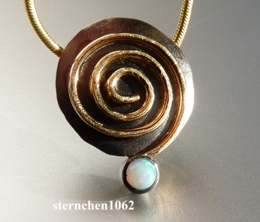 Preview: Einzelstück * Opal Anhänger * 925 Silber * 750 Gold * Handarbeit