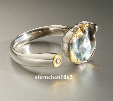 Preview: Einzelstück * Ring * 925 Silber * 24 ct Gold * Tahiti-Perle * Brillant