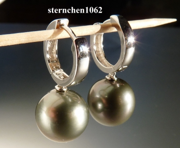 Zeitlose Ohrhänger * 925 Silber * Tahiti - Perle Tropfenform * 13 - 13,5 mm