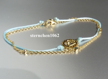 Two-piece bracelet * 925 silver * gold plated * textile * Swiss blue topaz