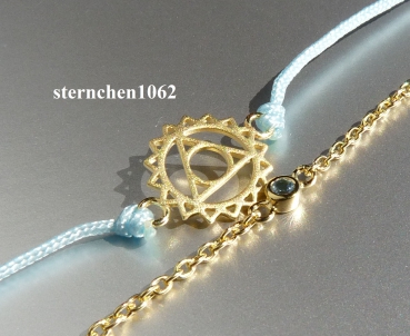 Preview: Armband  zweiteilig * 925 Silber * Gold plattiert * Textil * Swiss blue Topas