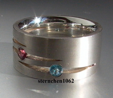 Preview: Einzelstück * Ring * 925 Silber * Blauer Topas * Granat * Citrin *