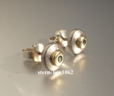 Earring * 925 Silver * 750 Gold * Emerald