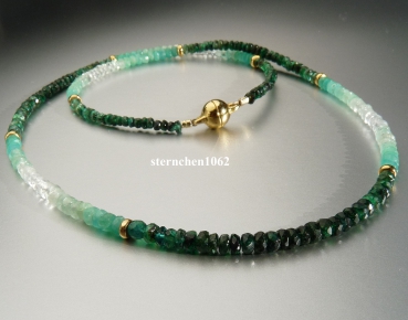 Fancy gemstone chain * Emerald * 925 silver * 585 Gold