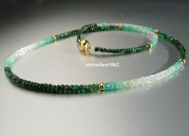 Fancy gemstone chain * Emerald * 925 silver * 585 Gold
