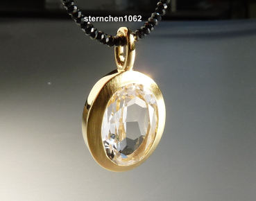 Preview: Ausgefallene Edelstein Kette * facettierter Spinell * Bergkristall * 925 Silber * vergoldet