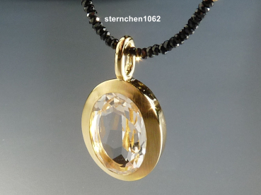 Preview: Ausgefallene Edelstein Kette * facettierter Spinell * Bergkristall * 925 Silber * vergoldet
