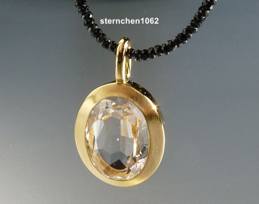 Preview: Ausgefallene Edelstein Kette * facettierter Spinell * Bergkristall * 925 Silber * vergoldet