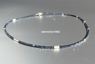 Einzelstück * Edelstein Kette * facettierter Spinell * Süsswasserperle * 925 Silber
