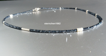 Preview: Einzelstück * Edelstein Kette * facettierter Spinell * Süsswasserperle * 925 Silber