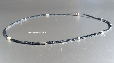 Preview: Einzelstück * Edelstein Kette * facettierter Spinell * Süsswasserperle * 925 Silber