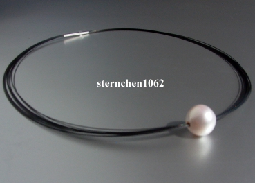 Collier * Halsreif * mit Süsswasserperle * Stahl