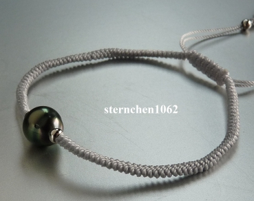 Preview: Textilarmband * 925 Silber * Tahiti Perle * grau