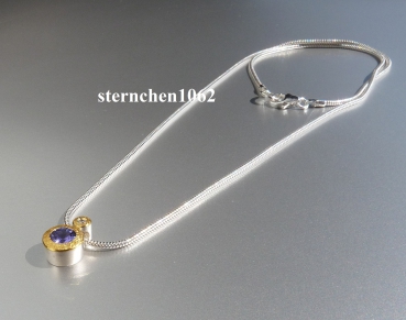 Single-Item * Necklace with Tanzanite Pendant * Brilliant * 925 Sterlingsilver * 24 ct. Gold