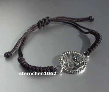 Traumfänger - Armband * Stahl * Textil schwarz * Blume * 2,0 cm