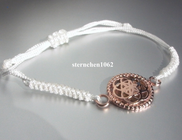 Traumfänger - Armband * Stahl rose Ionenplattiert * Textil weiß * Blume * 2,0 cm