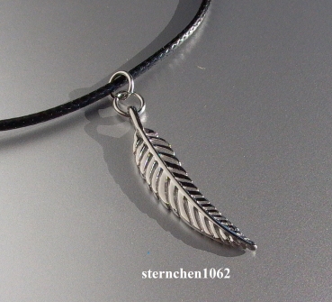 Dreamcatcher Necklace Leather * Steel * Feather * black * 40 cm - 45 cm