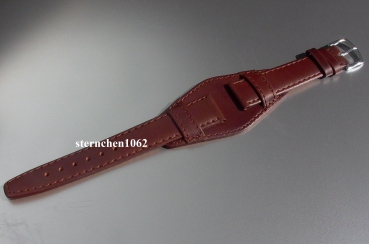 Eulit * Leather watch strap * band with leather underlay * dark brown * 14 mm