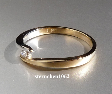 Solitär-Ring * Ring * 585 Weißgold * 585 Gelbgold * Diamant