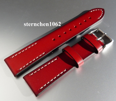 Barington * Lederband für Uhren * Uhrenarmband * Woodstock * rot * 20 mm