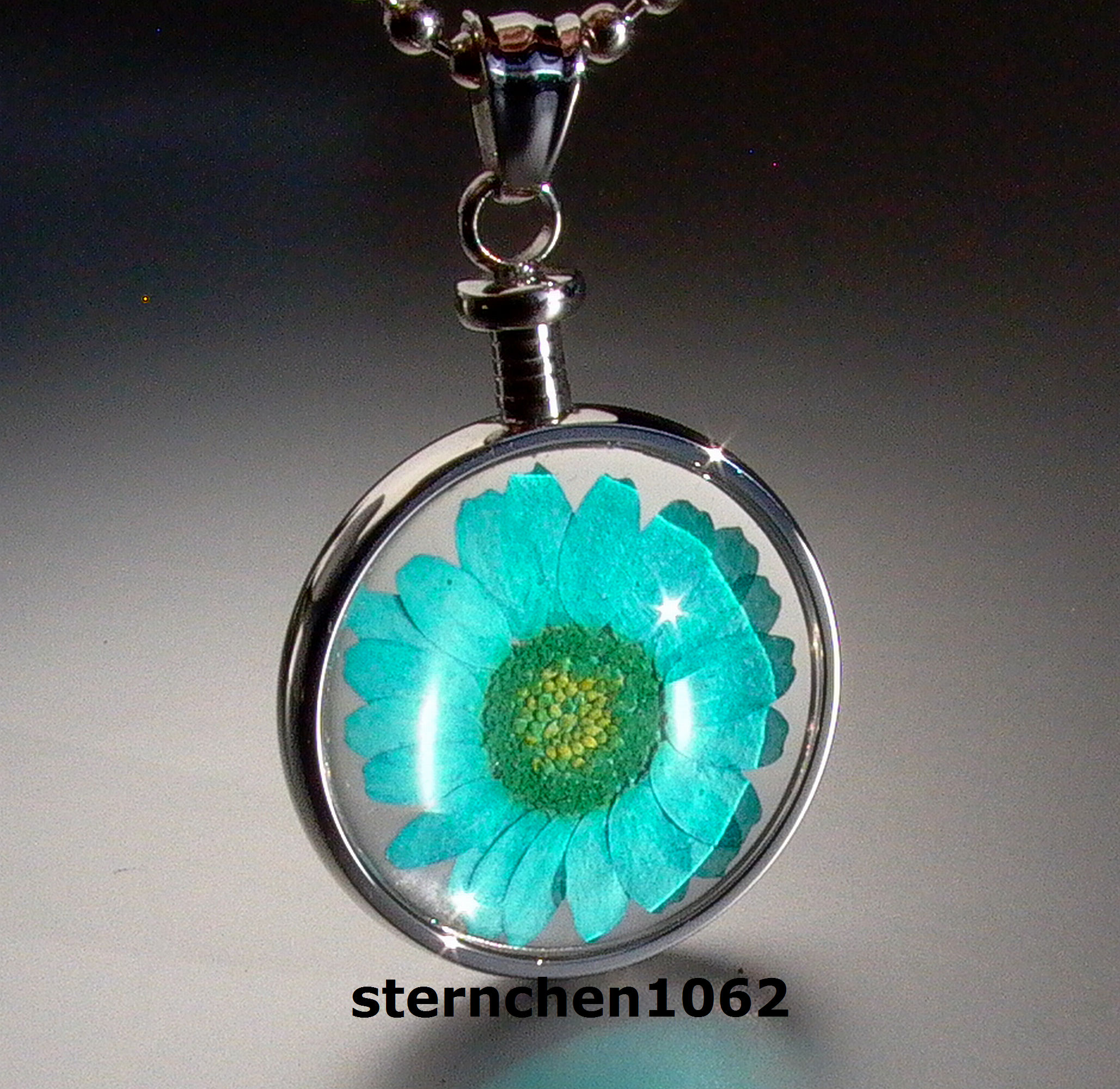 Sternchen 1062 Flower Child Pendant * stainless Steel * blue Flower