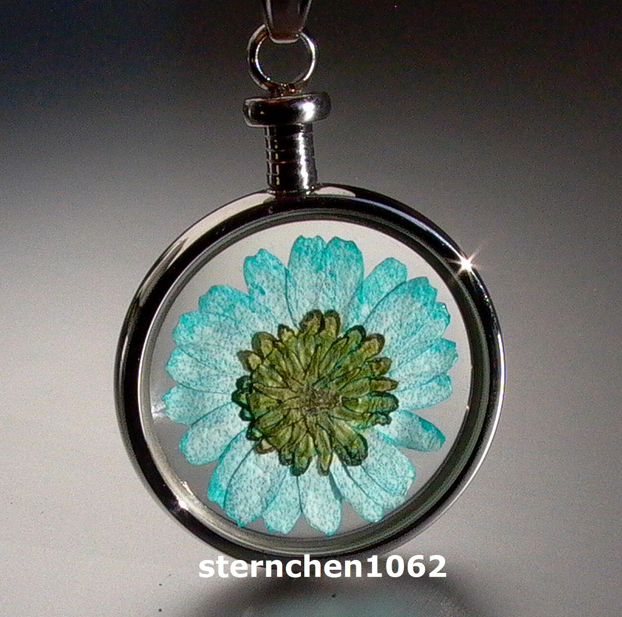Sternchen 1062 Flower Child Pendant * stainless Steel * blue Flower