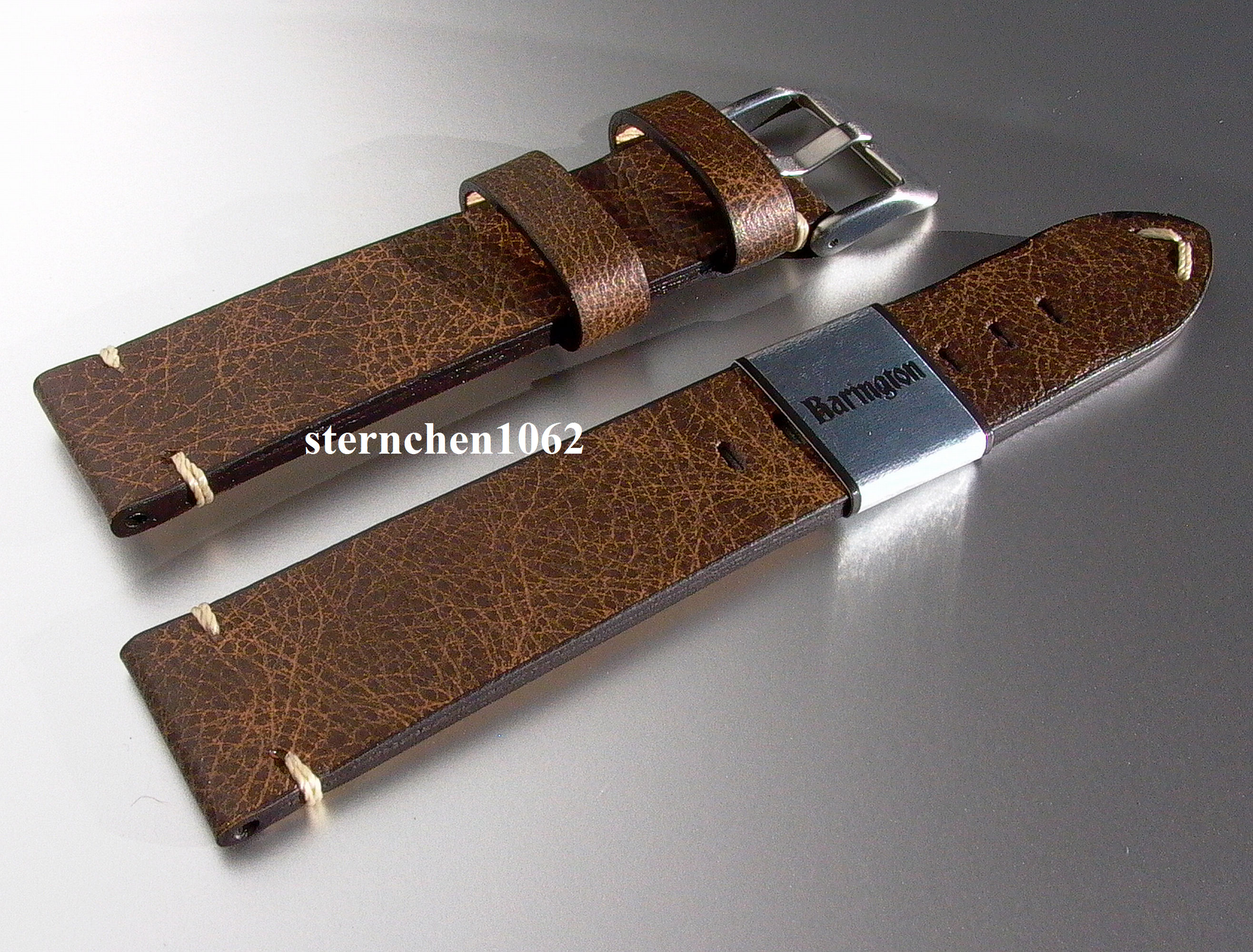 Cinturino Per Orologio In Pelle Vintage Eichmüller – Nero, Look Usato, 22 Mm, Fibbia In Acciaio Inox, Rivetti