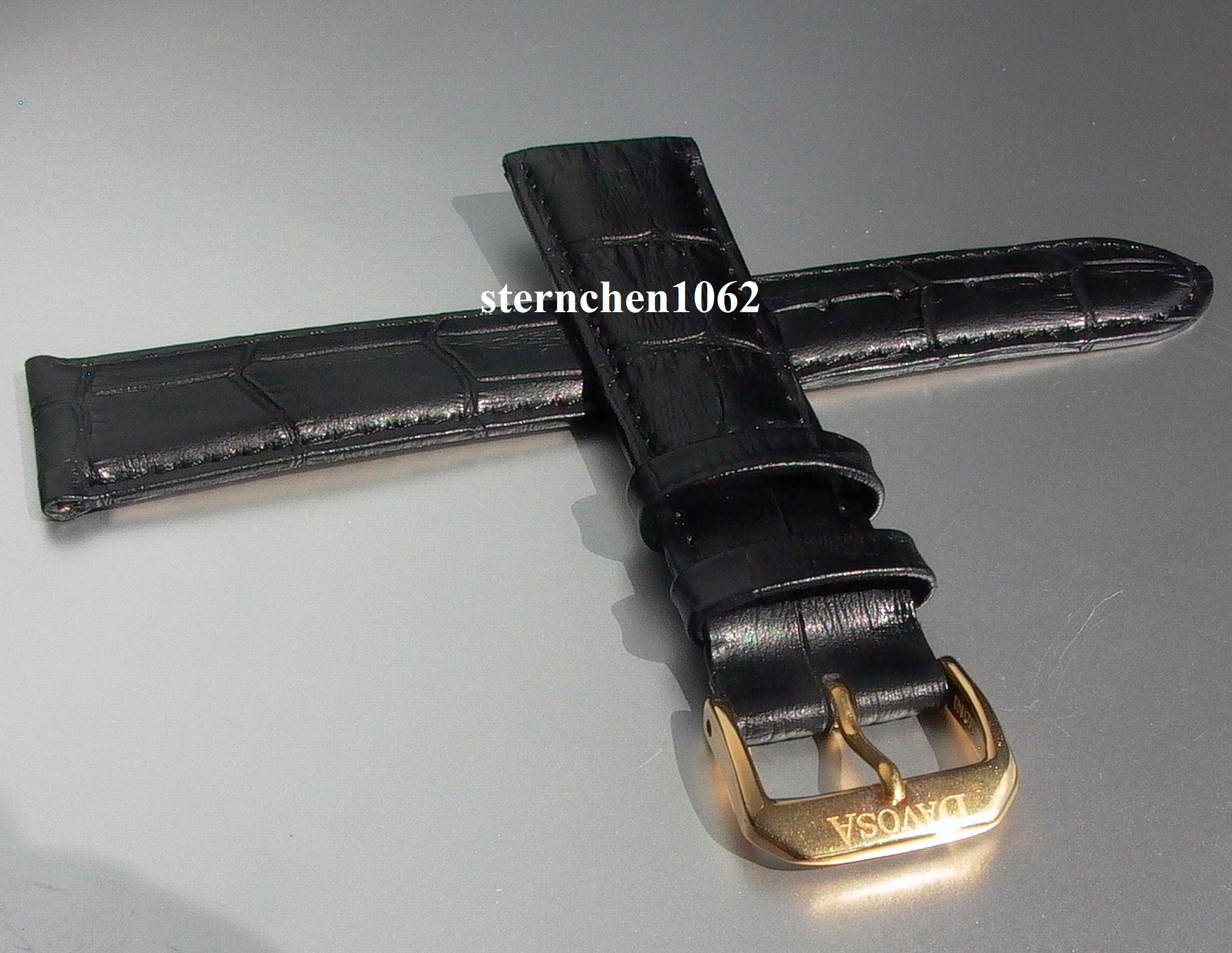 22 mm Kroko-Print Optik Uhrenarmband Davosa 20 schwarz