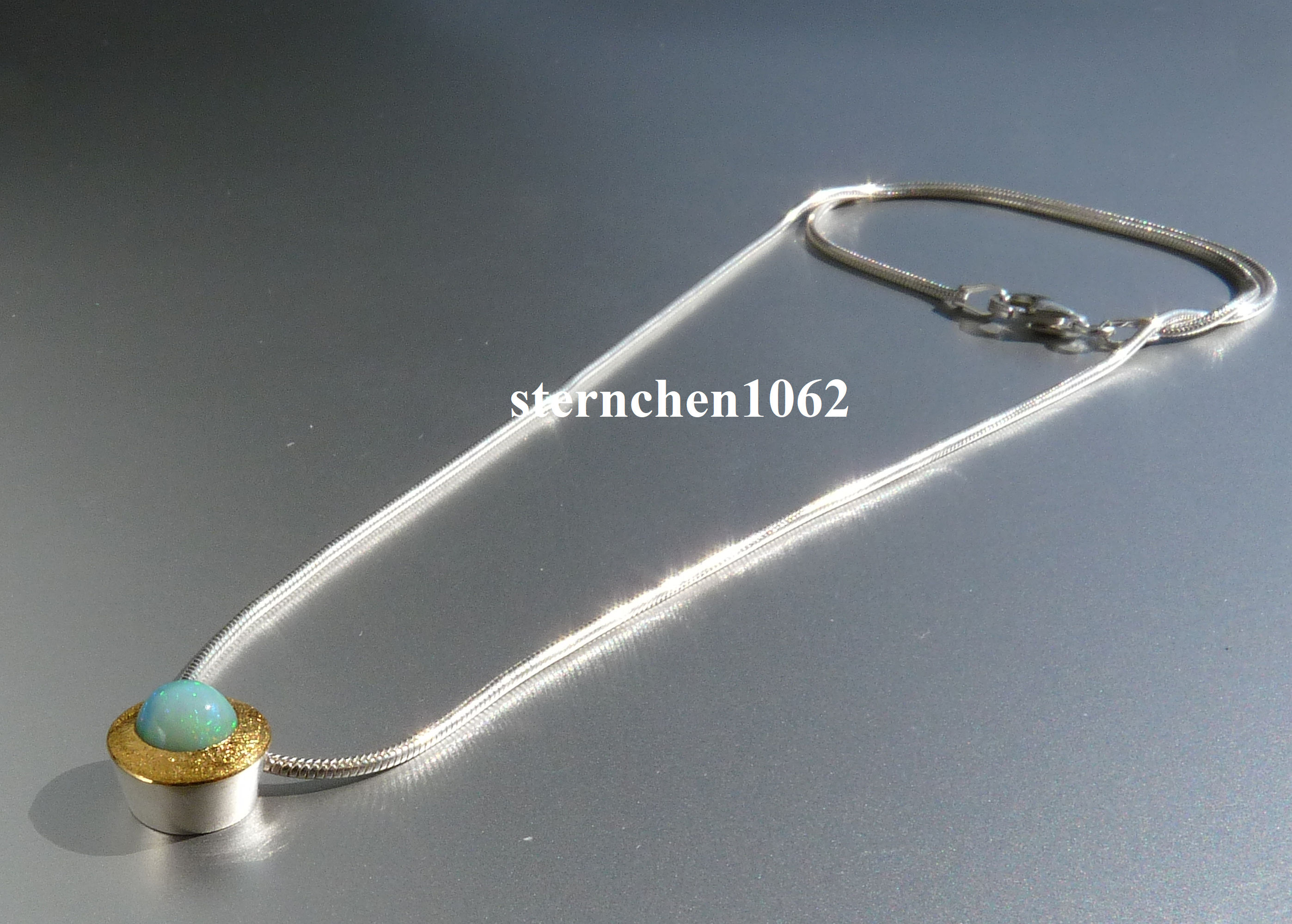 - Halskette 925 Opal 1062 * ct mit Einzelstück Silber * * Sternchen Gold Anhänger 24