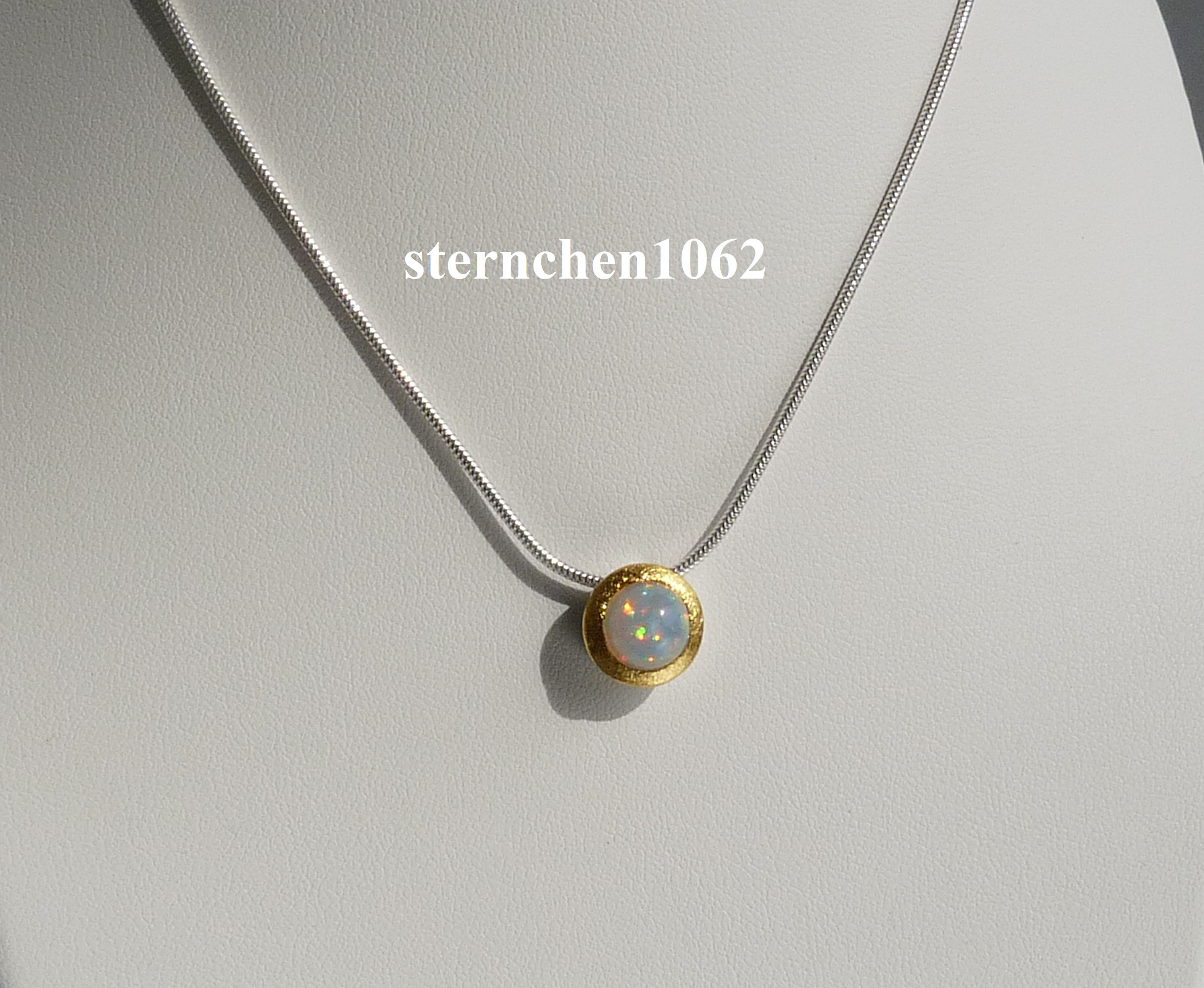 * * ct 925 * Opal Halskette Silber 1062 mit Sternchen Anhänger - Gold Einzelstück 24