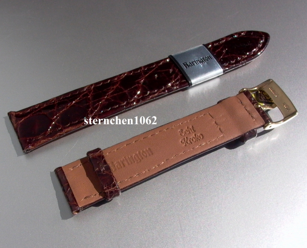 Barington * Lederband für Uhren * Uhrenarmband * Echt Kroko * dunkelbraun* 14 mm XL