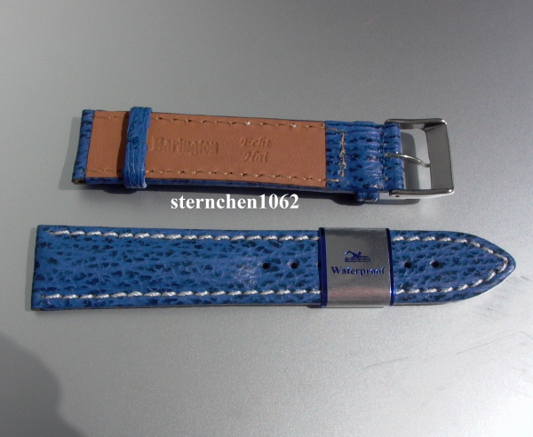 Barington * Leather watch strap * Shark * blue * 18 mm